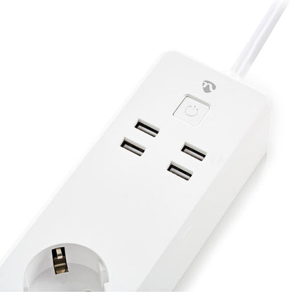 Nedis | Wi-Fi Slimme Stekkerdoos | 4 Stopcontacten | 2 USB-poorten | Wit - Matmuis