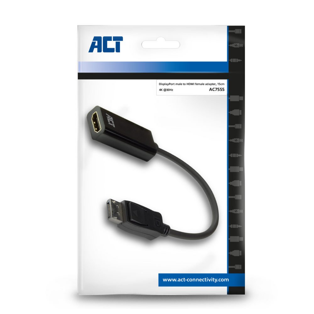 ACT AC7555 DisplayPort naar HDMI Adapter | Female | 4K | Zip Bag - Matmuis - Matmuis