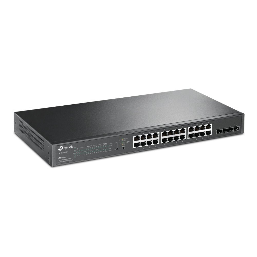TP-Link TL-SG2428P | Managed Smart Switch | 28 Poorten | Gigabit Ethernet (10/100/1000 Mbps) | 24x RJ45 + 4x SFP | PoE+ (250W) | VLAN/QoS - Matmuis