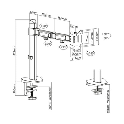 ACT AC8335 | Verstelbare Monitor-bureaubeugel | Tot 32" | Max 9kg | VESA 100x100 | 1 Monitor - Matmuis - Matmuis
