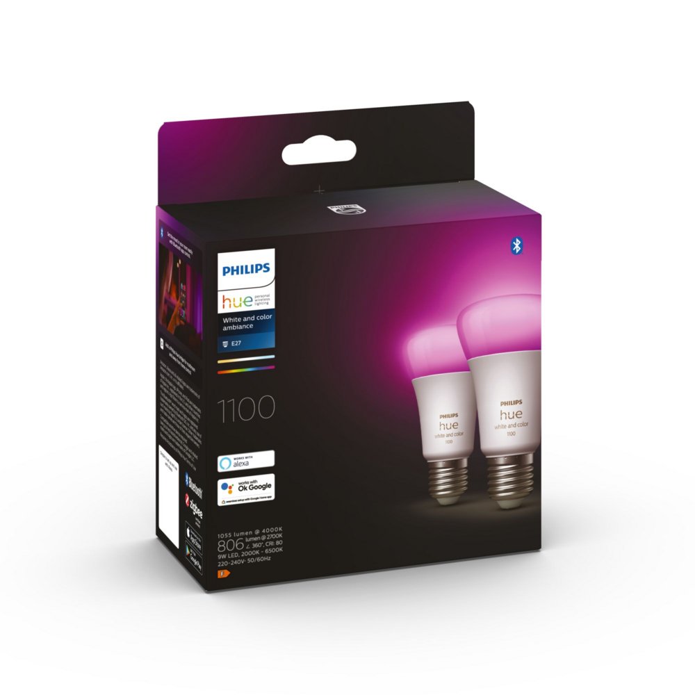 Philips Hue White and Color ambiance A60 - E27 slimme lamp - 1100 (2-pack) - Matmuis - Matmuis