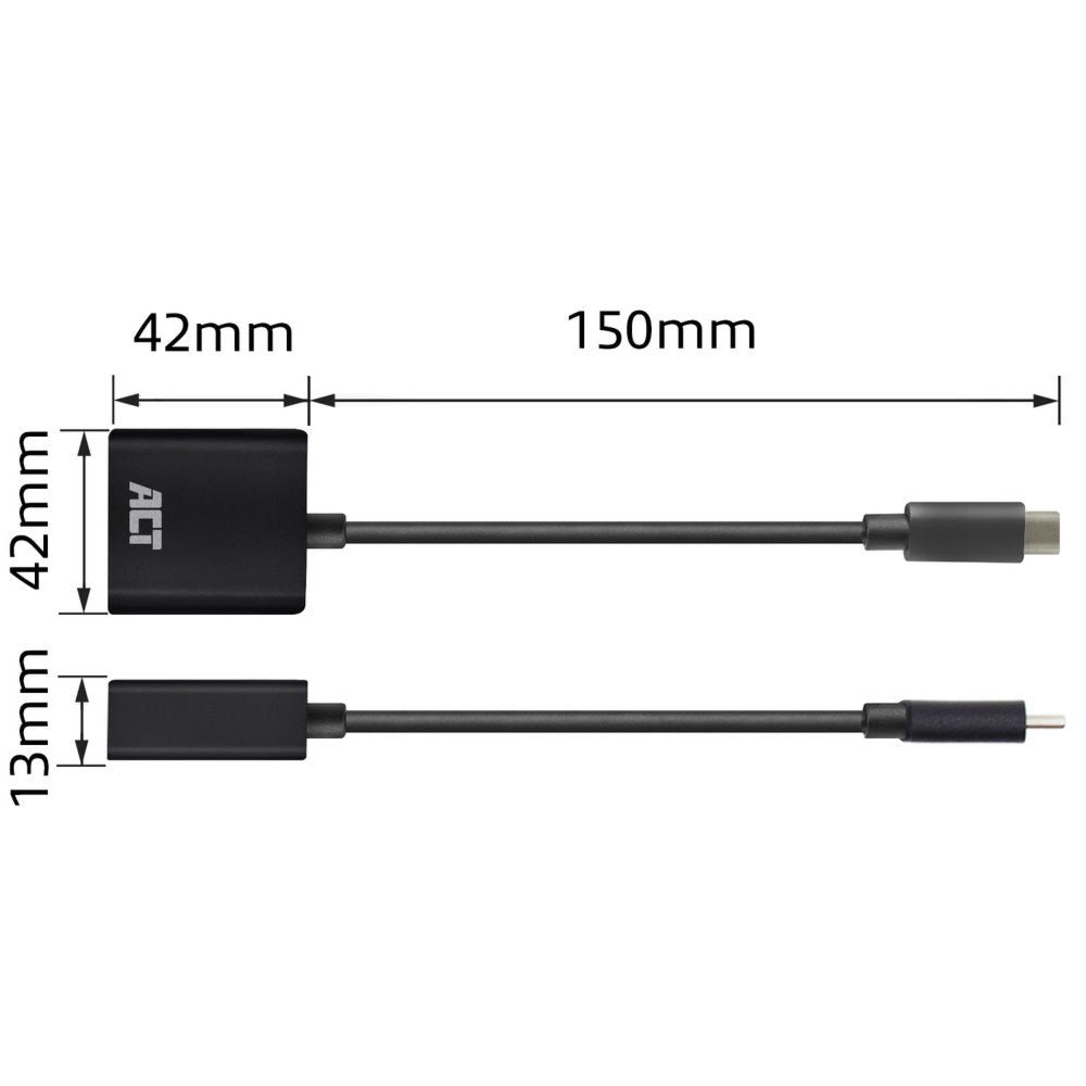 ACT AC7300 | USB-C naar VGA Adapter | 0,15 m | Zwart - Matmuis - Matmuis