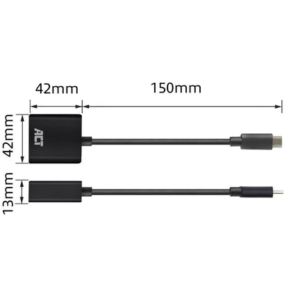 ACT AC7300 | USB-C naar VGA Adapter | 0,15 m | Zwart - Matmuis - Matmuis
