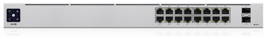 Ubiquiti UniFi USW-16-POE Gen2 | 16-poorts Managed L2/L3 Gigabit Switch | 8x PoE+ (802.3at) | 2x SFP | 42W PoE-budget | Fanless | 1U Rackmount - Matmuis