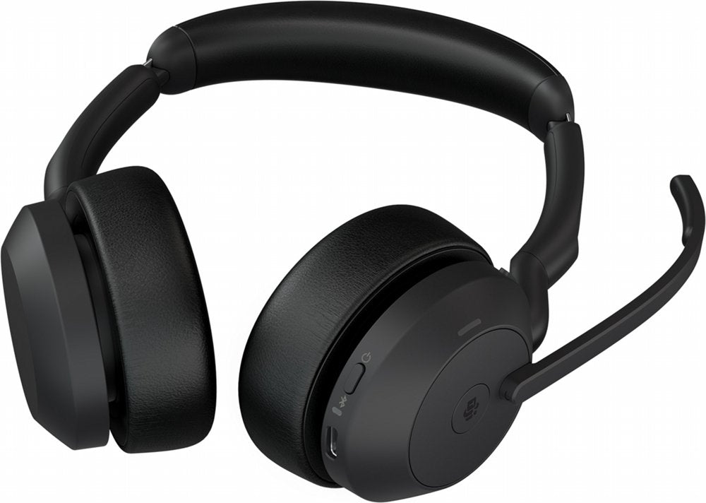 Jabra Evolve2 55 Link380a MS Stereo | Bluetooth Headset (ANC) | USB-A Dongle | Oplaadstandaard | Zwart - Matmuis - Matmuis