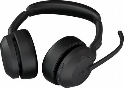 Jabra Evolve2 55 Link380a MS Stereo | Bluetooth Headset (ANC) | USB-A Dongle | Oplaadstandaard | Zwart - Matmuis - Matmuis