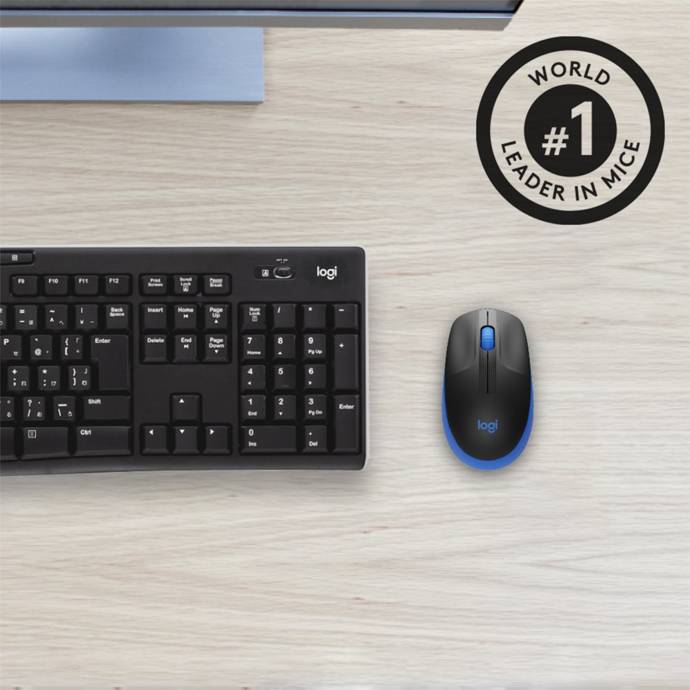 Logitech M190 | Draadloze Muis | Links- en Rechtshandig | RF | 1000 DPI | Zwart/Blauw - Matmuis - Matmuis