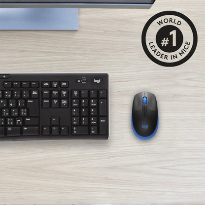 Logitech M190 | Draadloze Muis | Links- en Rechtshandig | RF | 1000 DPI | Zwart/Blauw - Matmuis - Matmuis