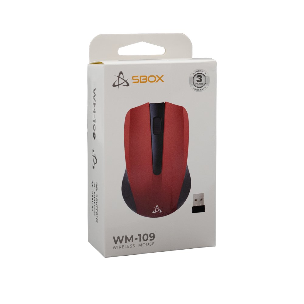 SBOX WM-109 Red | Draadloze Muis | Links- en Rechtshandig | RF | 1000 DPI | Rood - Matmuis