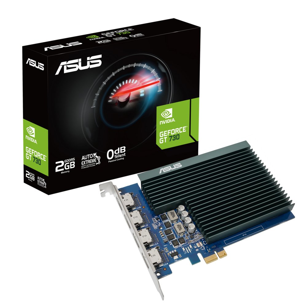 ASUS GT730-4H-SL-2GD5 | NVIDIA GeForce GT 730 | 2GB GDDR5 | Passief gekoeld | 4x HDMI-uitgang - Matmuis - Matmuis