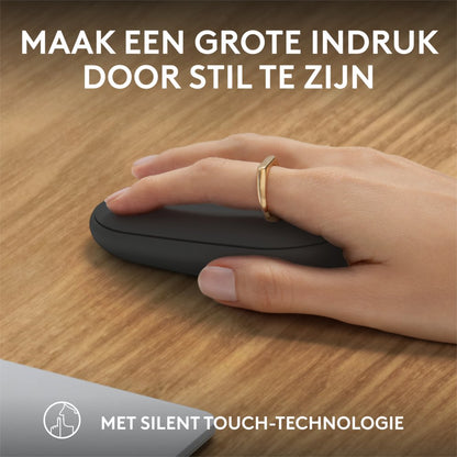 Logitech Pebble 2 M350s | Draadloze Muis | Links- en Rechtshandig | RF + Bluetooth | 4000 DPI | Grafiet - Matmuis - Matmuis
