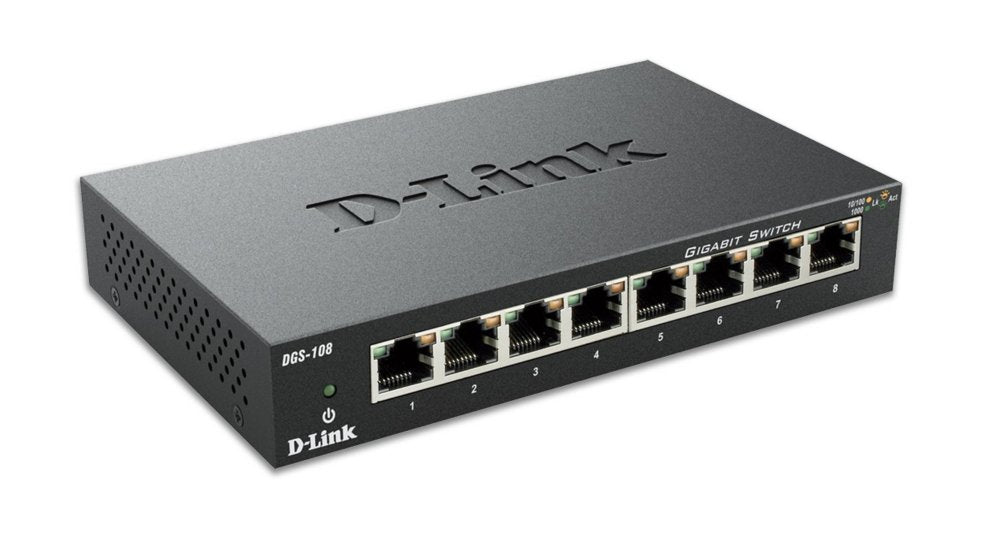 D-Link DGS-108 | Unmanaged Switch | Gigabit Ethernet (10/100/1000) | Zwart - Matmuis