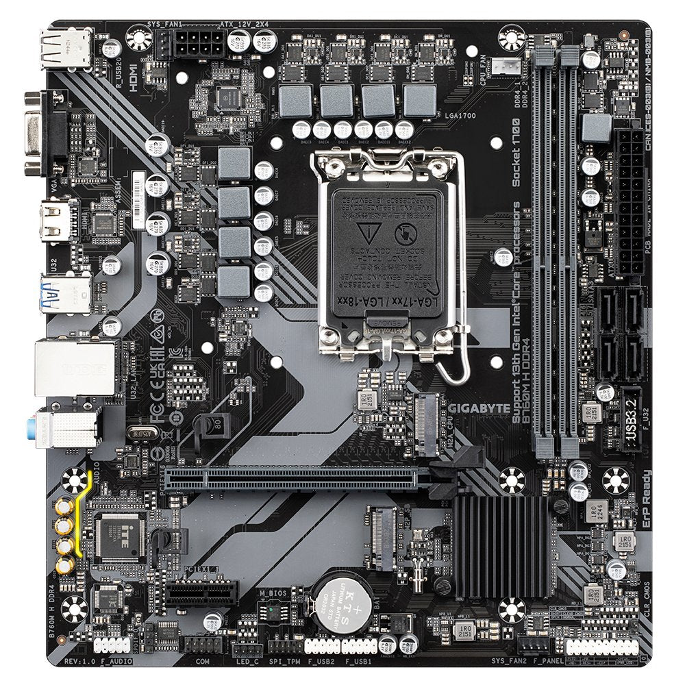 Gigabyte B760M H DDR4 | Socket LGA 1700 | Intel B760 | 4xDDR4 | Micro ATX | Moederbord - Matmuis - Matmuis