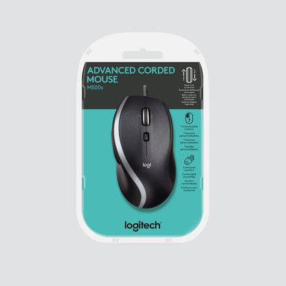 Logitech M500s Advanced | Bekabelde Muis | Rechtshandig | USB-A | 4000 DPI | Zwart/Zilver - Matmuis - Matmuis