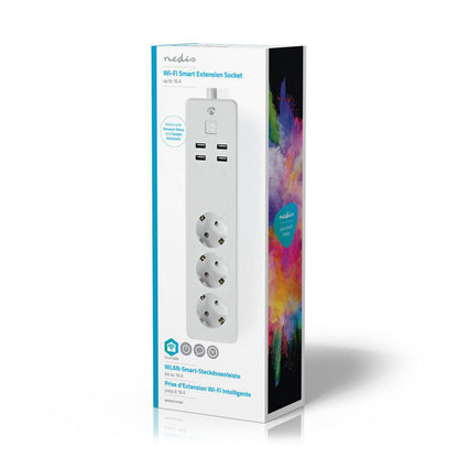 Nedis | Wi-Fi Slimme Stekkerdoos | 4 Stopcontacten | 2 USB-poorten | Wit - Matmuis