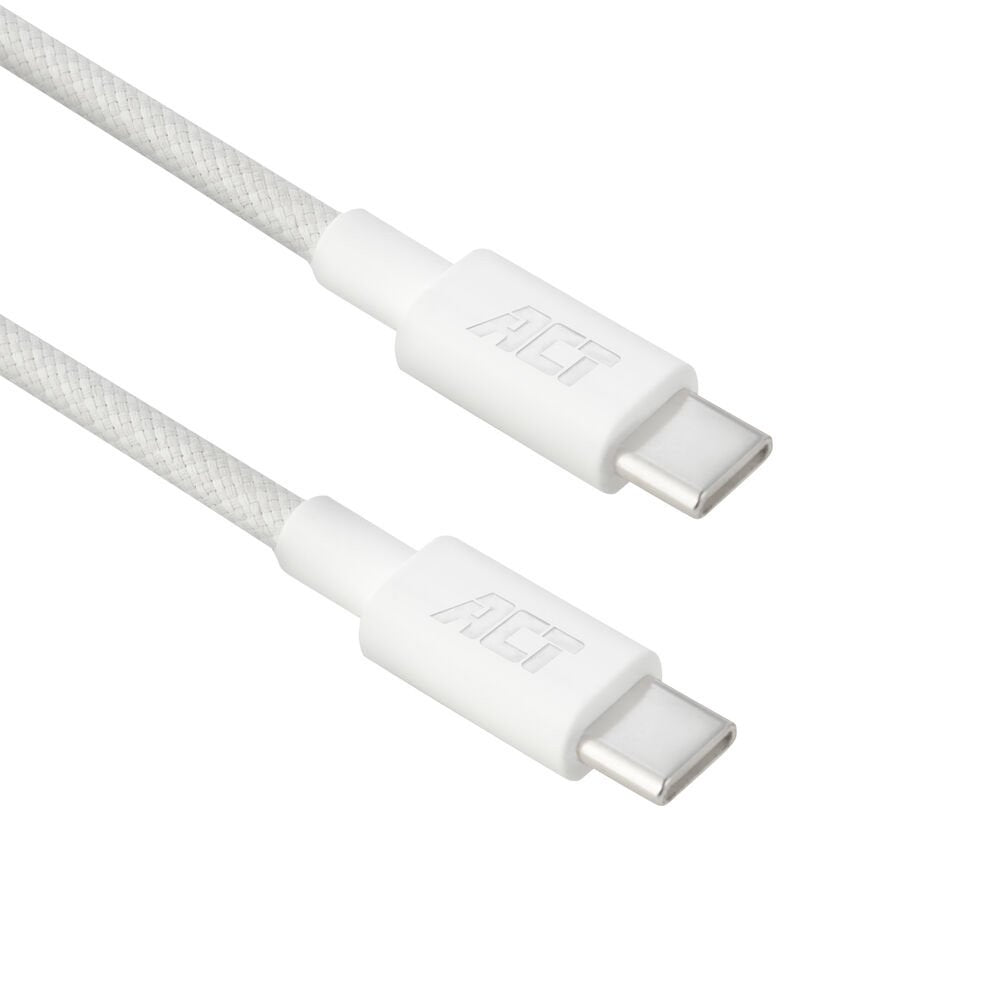 ACT AC3080 | USB 2.0 Kabel | USB-C naar USB-C | 60W | 480Mbps | Wit | 1 Meter - Matmuis - Matmuis