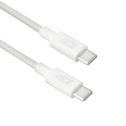 ACT AC3080 | USB 2.0 Kabel | USB-C naar USB-C | 60W | 480Mbps | Wit | 1 Meter - Matmuis - Matmuis