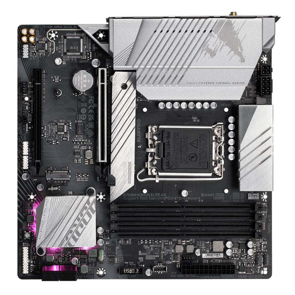 Gigabyte B760M AORUS ELITE AX | Socket LGA 1700 | Intel B760 | 4xDDR5 | Micro-ATX | Moederbord - Matmuis - Matmuis