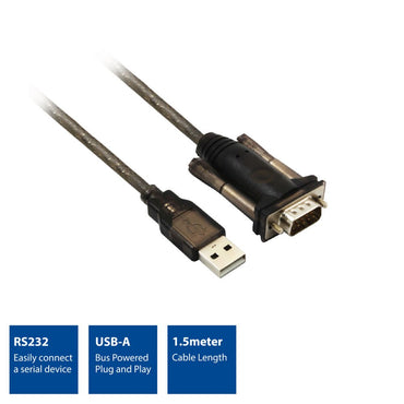 ACT AC6000 | Seriele Kabel | USB-A naar DB-9 | 1,5 m | Zwart - Matmuis - Matmuis