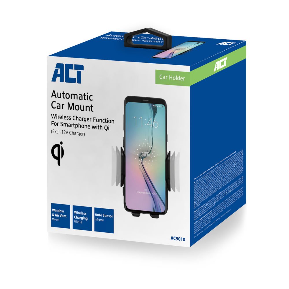 ACT AC9010 | Telefoonhouder voor in de Auto met Draadloos Opladen | Zwart - Matmuis - Matmuis