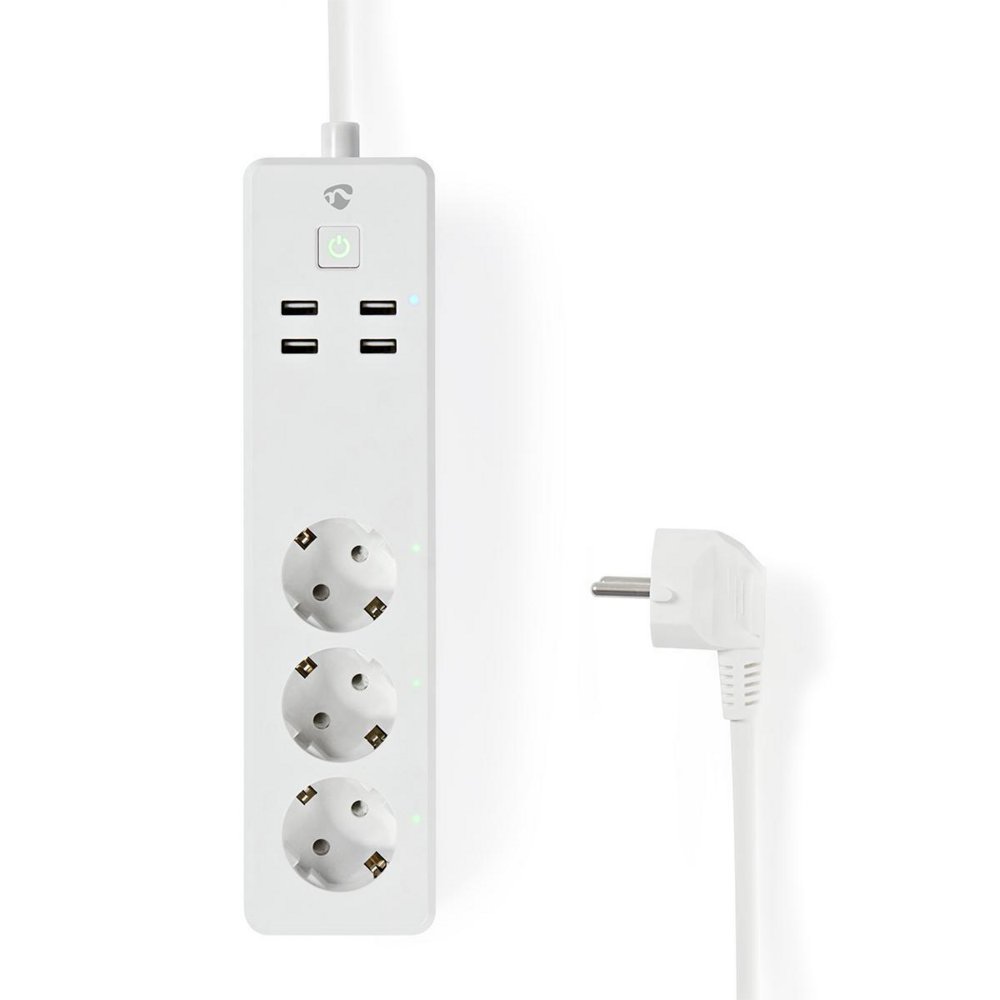 Nedis | Wi-Fi Slimme Stekkerdoos | 4 Stopcontacten | 2 USB-poorten | Wit - Matmuis