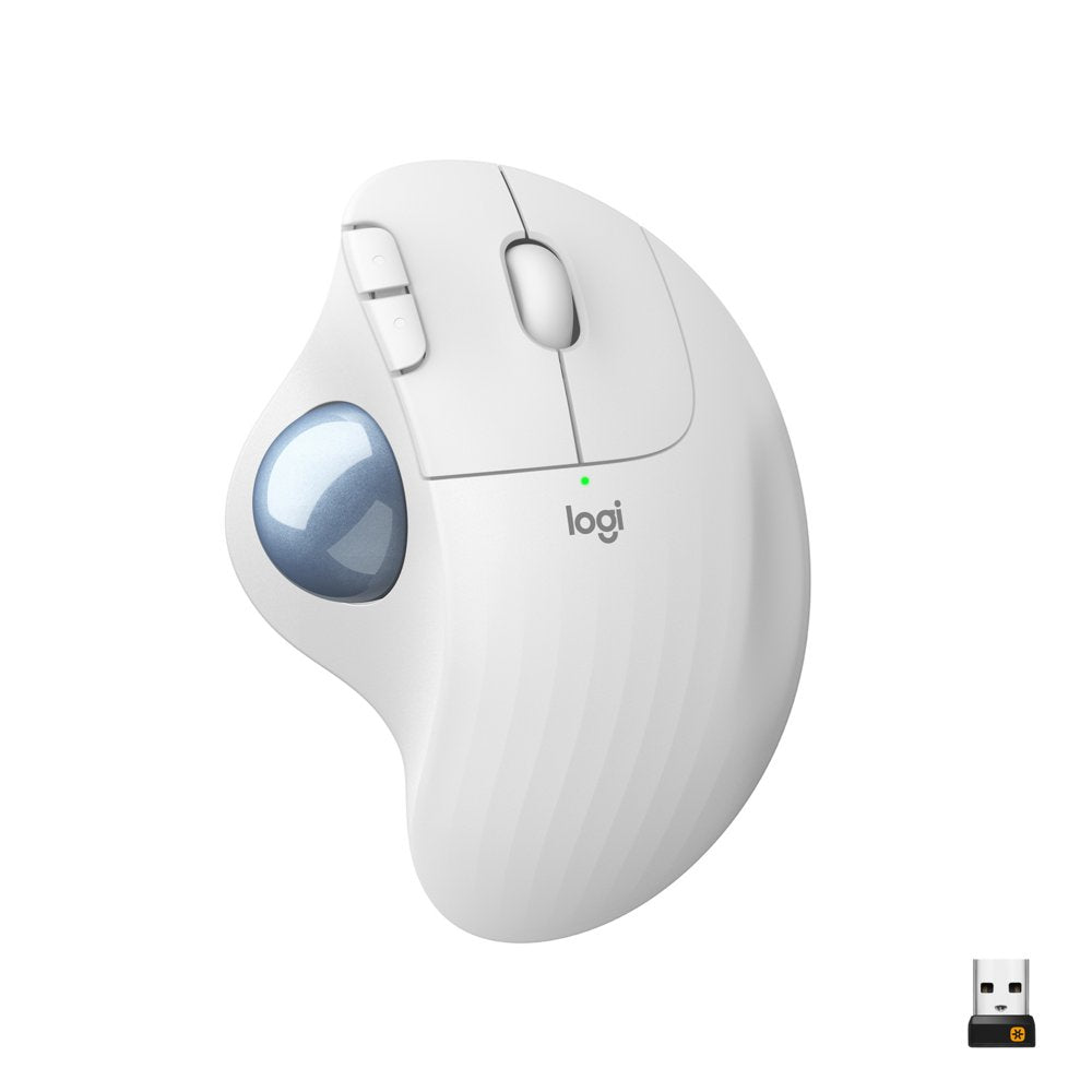 Logitech M575 Ergo Trackball | Ergonomische Draadloze Muis | Rechtshandig | RF + Bluetooth | 2000 DPI | Wit - Matmuis - Matmuis