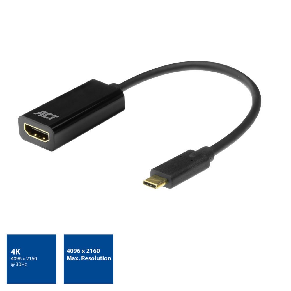 ACT AC7305 | USB-C naar HDMI Adapter | 0,15 m | Zwart - Matmuis - Matmuis