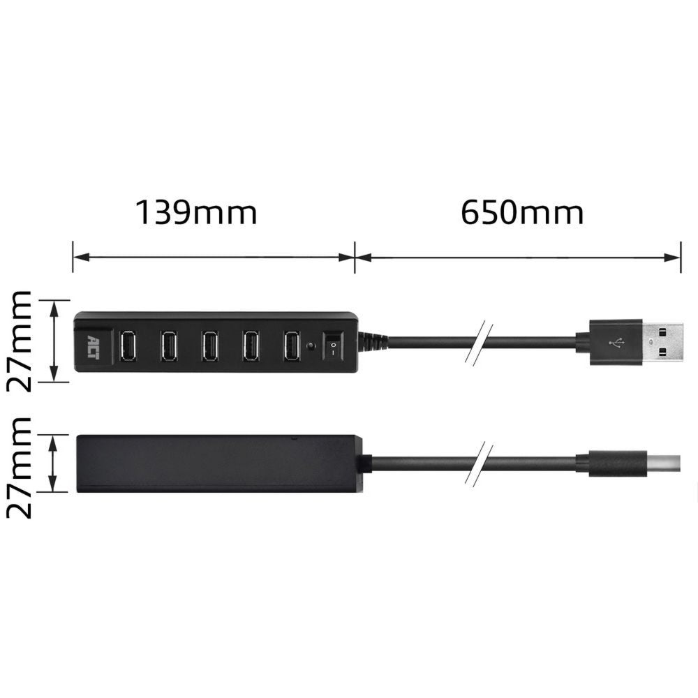 ACT AC6215 | USB 2.0 Interface Hub | 480 Mbps | Zwart - Matmuis - Matmuis