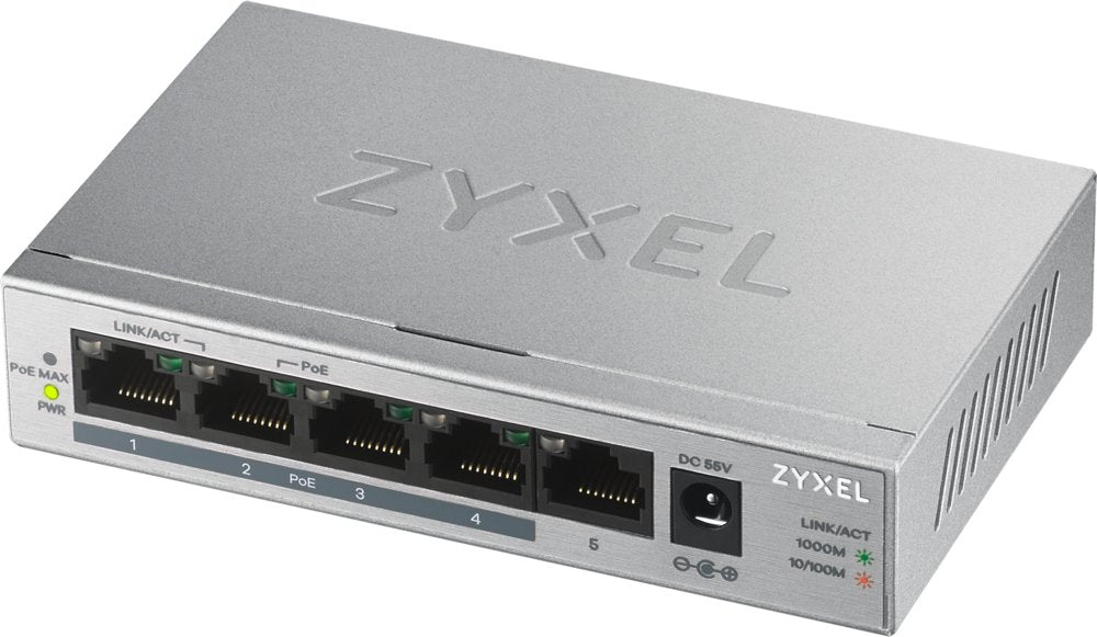 Zyxel GS1005HP | Unmanaged Switch | 5 Poorten | Gigabit Ethernet | PoE | Zilver - Matmuis