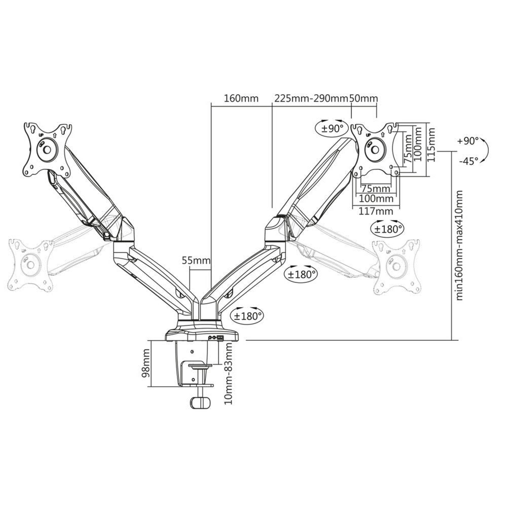 ACT AC8312 | Verstelbare Monitor-bureaubeugel | Tot 32