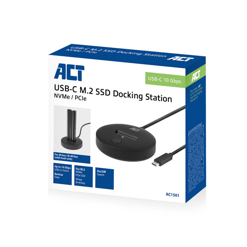 ACT AC1501 | M.2 NVMe/PCIe SSD Docking Station | USB-C 3.2 Gen2 (10 Gbps) - Matmuis - Matmuis