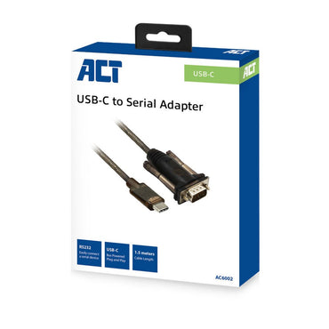ACT AC6002 | Seriele Kabel | USB-C naar DB-9 | 1,5 m | Zwart - Matmuis - Matmuis