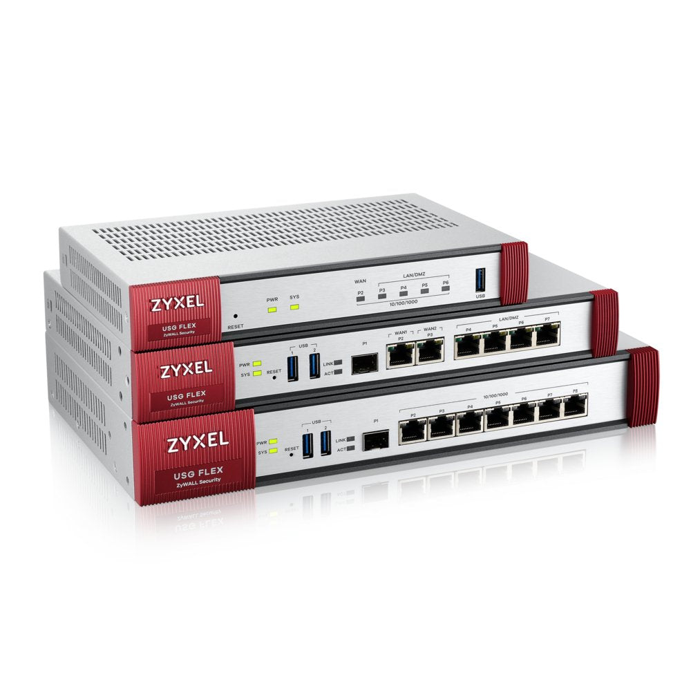 Zyxel USG Flex 100 | Firewall (Hardware) | 900 Mbit/s | 5x Gigabit LAN/WAN | VPN & UTM Beveiliging | Desktopbehuizing