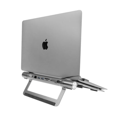 ACT AC8125 | Notebookstandaard 15.6" | Ingebouwde USB-C Docking Station | Grijs - Matmuis - Matmuis