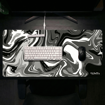 XXL Muismat | Liquid Abstract Black Chrome - Matmuis - Matmuis