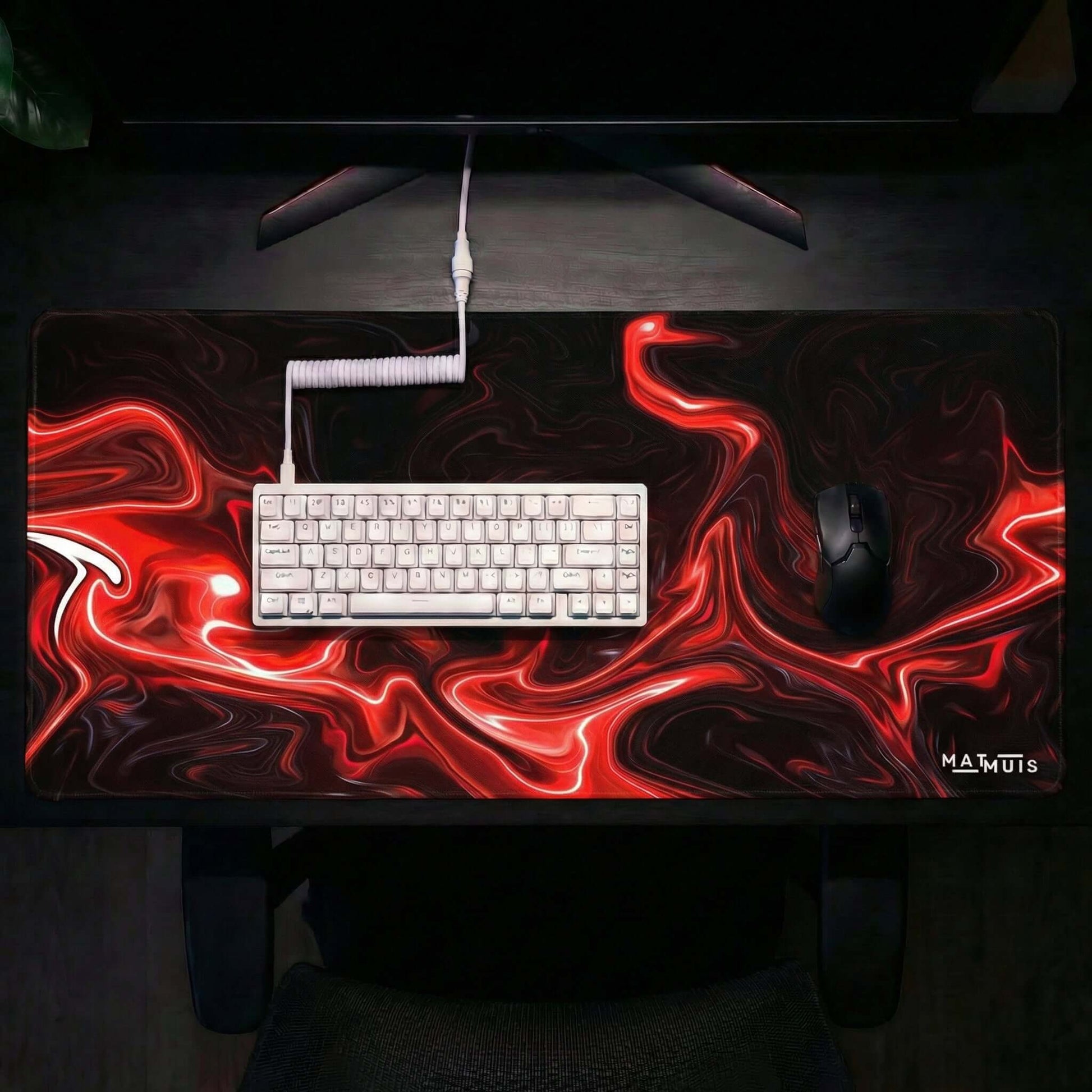 XXL Muismat | Swirl Abstract Red Lava | Matmuis