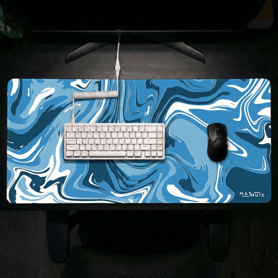 XXL Muismat | Liquid Abstract Blue River