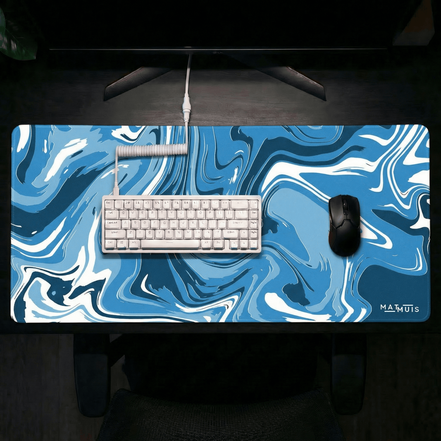 XXL Muismat | Liquid Abstract Blue River | Matmuis