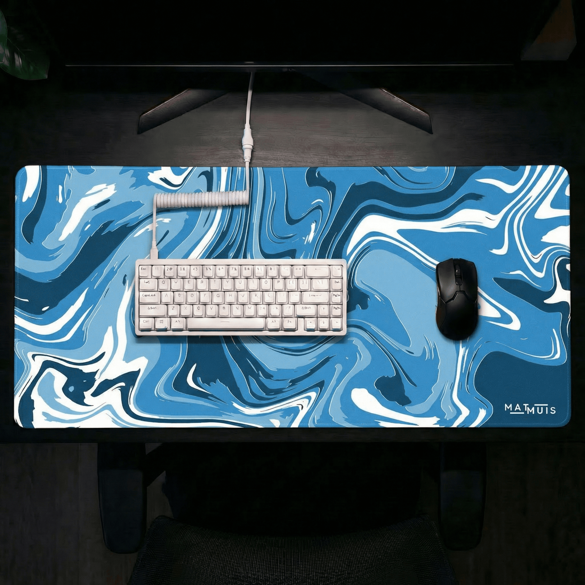 XXL Muismat | Liquid Abstract Blue River | Matmuis