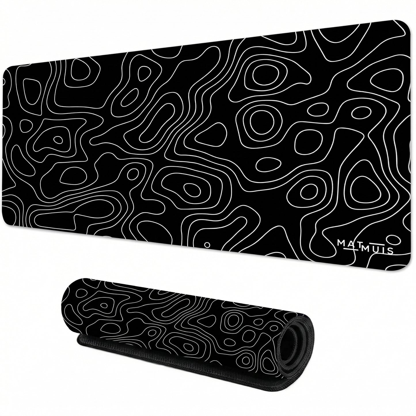 XXL Muismat | Topo Vector Black | Matmuis