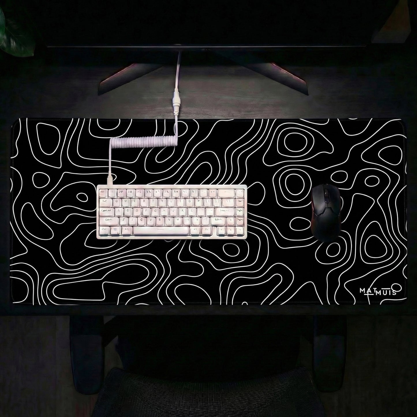 XXL Muismat | Topo Vector Black | Matmuis