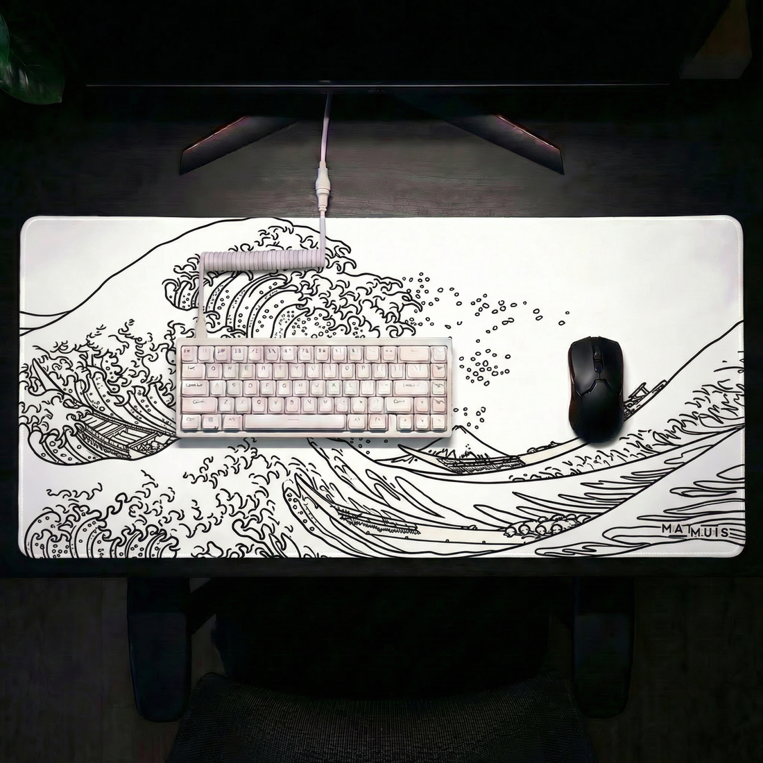 XXL Muismat | Wave Trace White | Matmuis