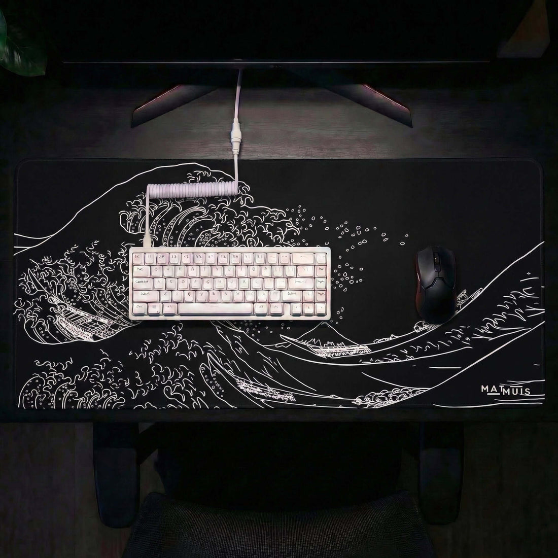 XXL Muismat | Wave Trace Black | Matmuis