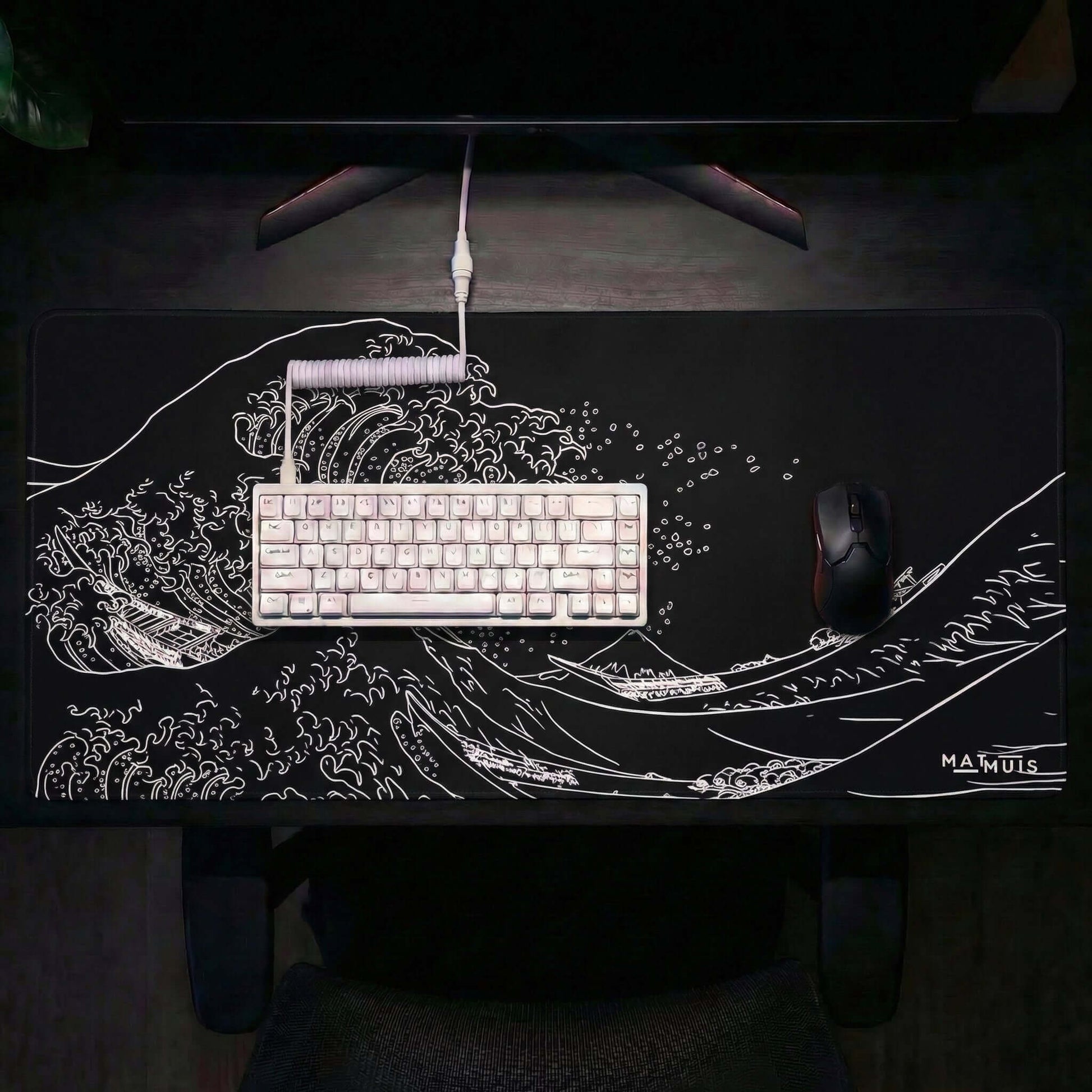 XXL Muismat | Wave Trace Black | Matmuis